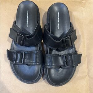 Princess Polly Black Double Strap Sandals